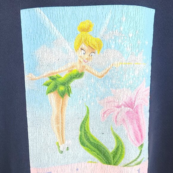 Tinker Bell Tink Graphic Sweatshirt Women's XXL Navy Disney Store Distressed USA - Picture 3 of 12